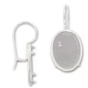 Crochets d'oreilles porte cabochon fond plat 25x18 mm en Argent x 2