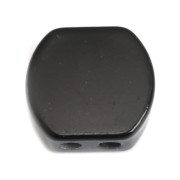 Perle colorée 2 trous en zamac forme carrée arrondi 9.5x10 mm - Noir x1|raw }}