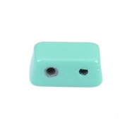Perle colorée 2 trous en zamac forme rectangle 8x4 mm - Vert turquoise x1|raw }}
