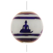 Perles en verre rondes 10 mm - motif Bouddha - Blanc - Violet métallisé x4|raw }}