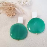 Palet irrégulier en résine 37x39 mm - Vert marbré x1