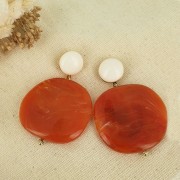 Palet irrégulier en résine 37x39 mm - Orange marbré x1