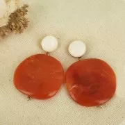 Palet irrégulier en résine 37x39 mm - Orange marbré x1