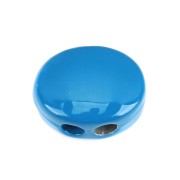 Perle colorée 2 trous en zamac forme ovale 12x9.5 mm - Bleu x1|raw }}