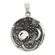Pendentif rond 21.5x18 mm motif Constellation avec anneau fermé - Argent 925 x1|raw }}