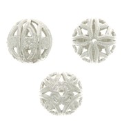 Perles rondes filigranées 9 mm - Argenté x4|raw }}