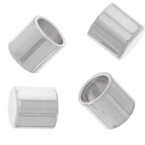 Embouts tube pour cordon 4 mm argenté  x10