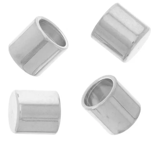 Embouts tube pour cordon 4 mm argenté x10