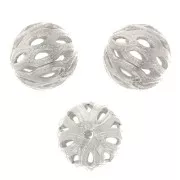 Perles rondes filigranées 8 mm - Argenté x4