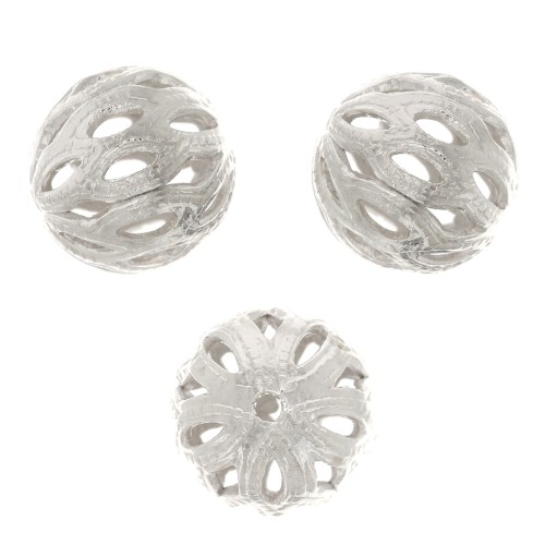 Perles rondes filigranées 8 mm - Argenté x4