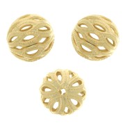 Perles rondes filigranées 8 mm - Doré à l'or fin x4