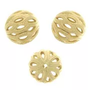 Perles rondes filigranées 8 mm - Doré à l'or fin x4