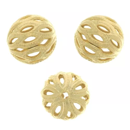 Perles rondes filigranées 8 mm - Doré à l'or fin x4
