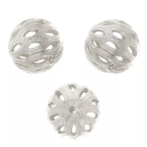 Perles rondes filigranées 6 mm - Argenté x10