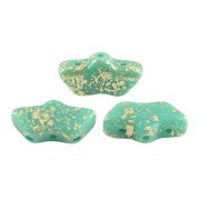 Delos® par Puca® 6x11 mm - Opaque Green Turquoise Gold Splash x10g|raw }}