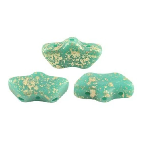Delos® par Puca® 6x11 mm - Opaque Green Turquoise Gold Splash x10g