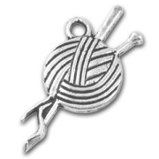 Breloque pelote 20 mm argenté vieilli x1|raw }}