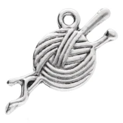 Breloque pelote 14x25 mm - Argenté vieilli x1