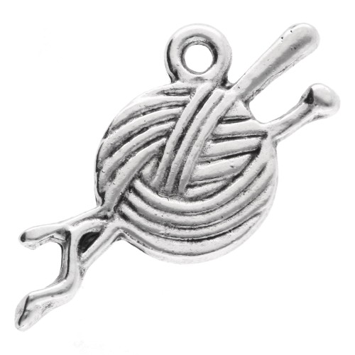 Breloque pelote 14x25 mm - Argenté vieilli x1