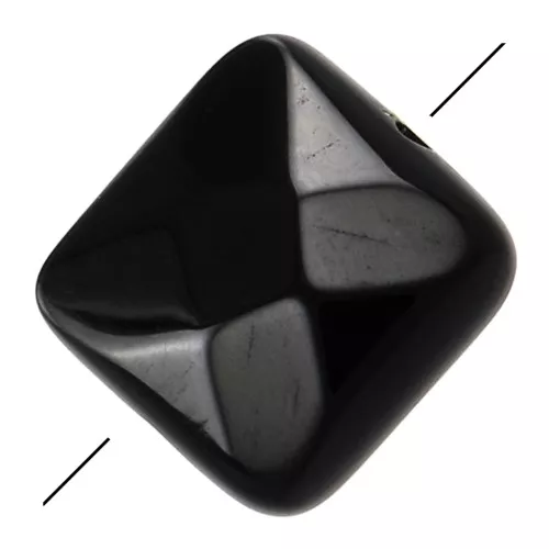 Perle facettée carrée 12 mm en pierre gemme - Agate noire x1