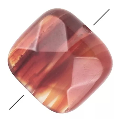 Perle facettée carrée 12 mm en pierre gemme - Agate rouge x1