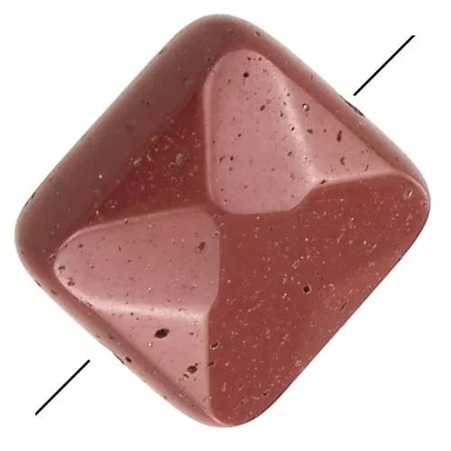 Perle facettée carrée 12 mm en pierre gemme - Jaspe Poppy x1