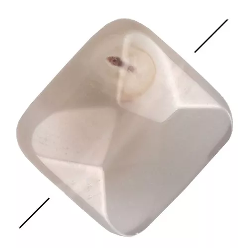 Perle facettée carrée 12 mm en pierre gemme - Agate Grise x1
