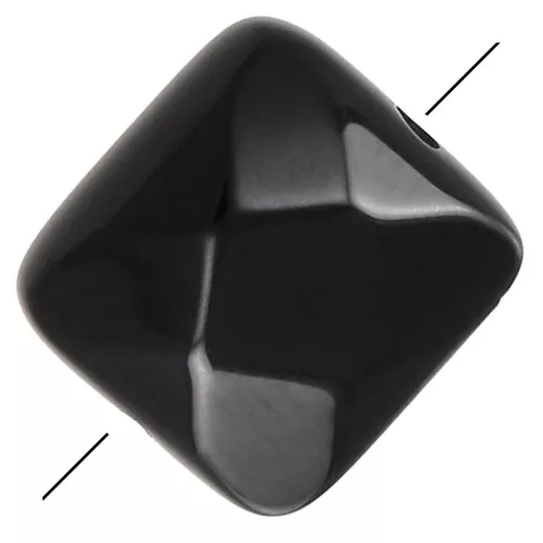 Perle facettée carrée 12 mm en pierre gemme - Agate Noire x1