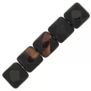 Perle facettée carrée 12 mm en pierre gemme - Agate Noire x1