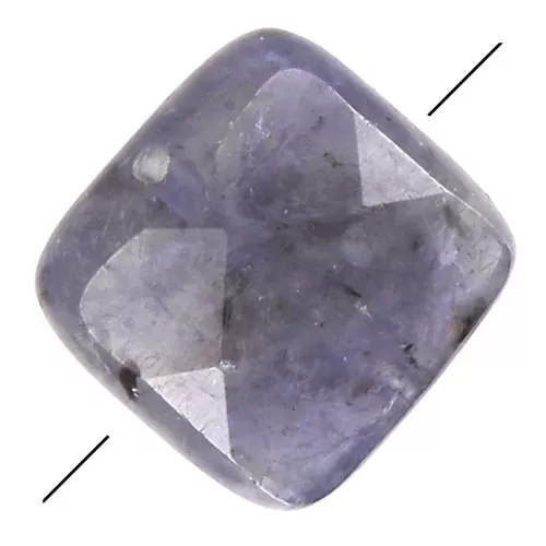 Perle facettée carrée 12 mm en pierre gemme - Iolite x1