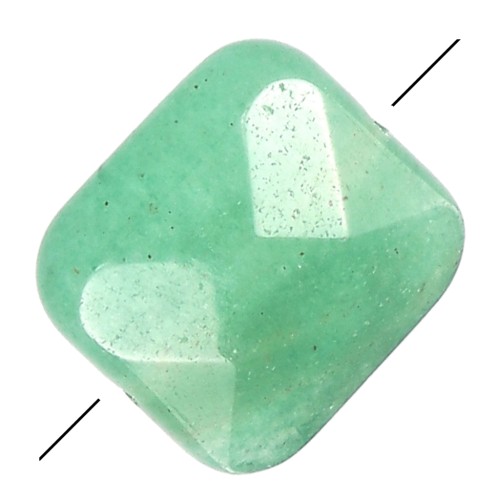 Perle facettée carrée 12 mm en pierre gemme - Aventurine x1