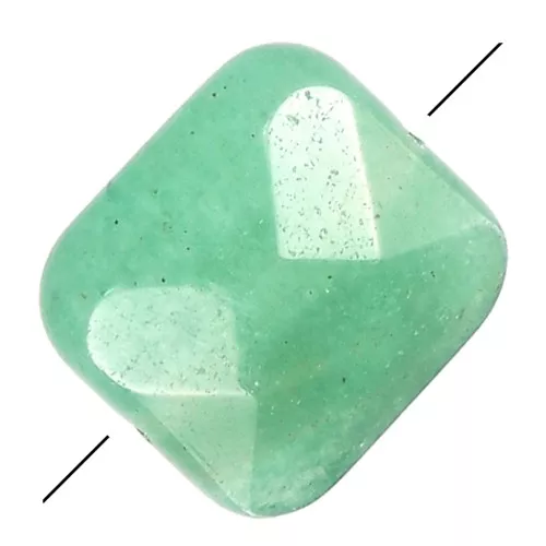 Perle facettée carrée 12 mm en pierre gemme - Aventurine x1
