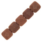 Perle facettée carrée 12 mm en Gold Stone - Imitation Pierre de Soleil x1