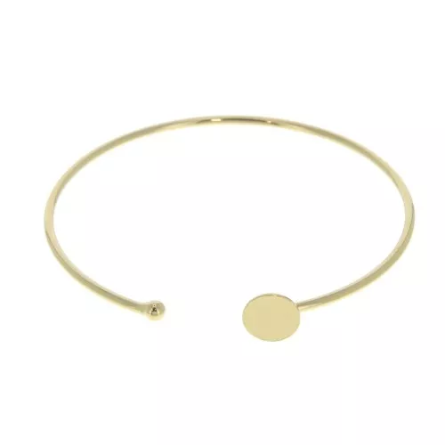 Bracelet jonc fin pour cabochon à fond plat 8 mm - Doré à l'or fin x1