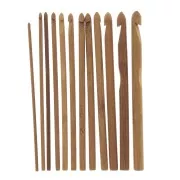 Assortiment de 12 crochets en bambou 3 mm à 10 mm - Naturel