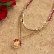 Mini perles facettées polygones imitation hématite 3 mm - Champagne x40cm