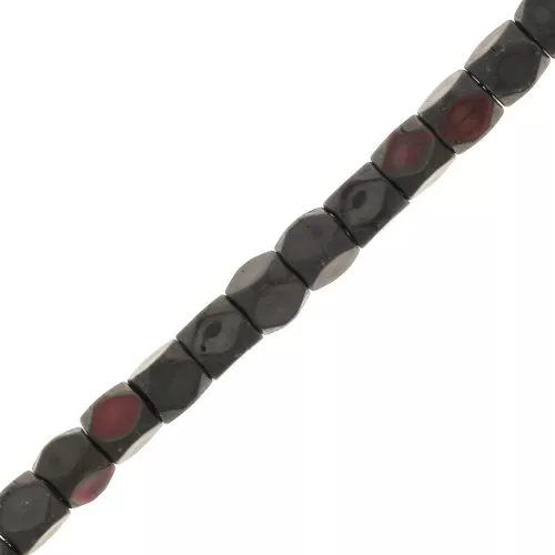 Mini perles facettées polygones imitation hématite 3 mm - Jet AB x40cm