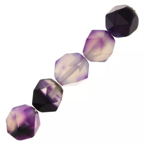 Perles hexagonales 8x7 mm pierre gemme - Agate teintée Violet x10