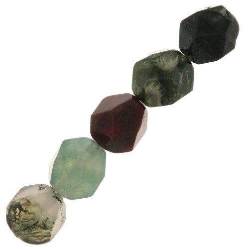 Perles hexagonales 8x7 mm pierre gemme - Agate Indienne x10