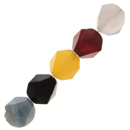 Perles hexagonales 8x7 mm pierre gemme - Agate teintée Multicolore x10