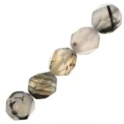 Perles hexagonales 8x7 mm pierre gemme - Agate teintée Noir - Gris x10