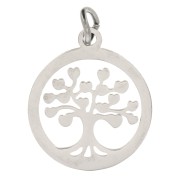 Pendentif rond arbre de vie ajouré 17x15 mm avec anneau ouvert Acier inoxydable x1|raw }}
