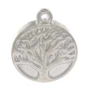 Pendentif rond arbre de vie 15.5x13 mm - Acier inoxydable x1