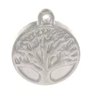 Pendentif rond arbre de vie 15.5x13 mm - Acier inoxydable x1