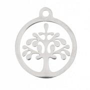 Breloque ronde arbre de vie ajouré 14x12 mm - Acier inoxydable x1