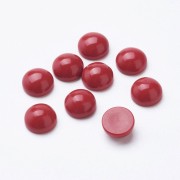 Cabochon rond en verre 6 mm - Imitation corail - Rouge x1
