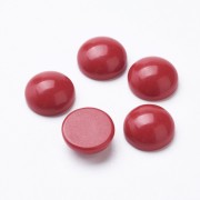 Cabochon rond en verre 12 mm - Imitation corail - Rouge x1