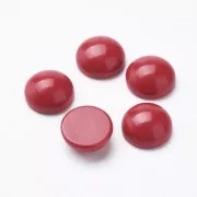 Cabochon rond en verre 12 mm - Imitation corail - Rouge x1