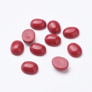 Cabochon ovale en verre 10x8 mm - Imitation corail - Rouge x1