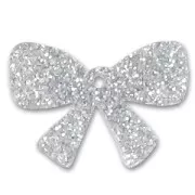 Noeud 19x28 mm Argenté pailleté x1